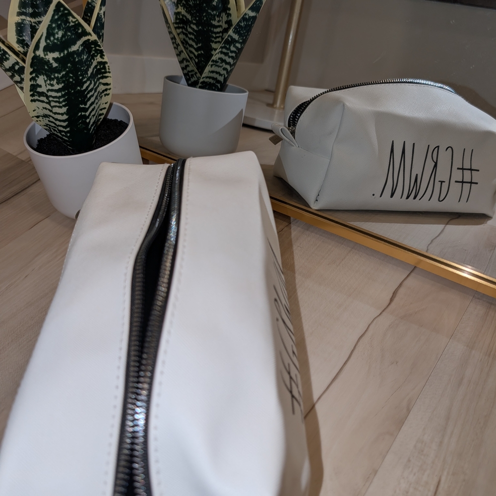 🖤💄 Rae Dunn White #GRWM Cosmetic Bag - Picture 2 of 7